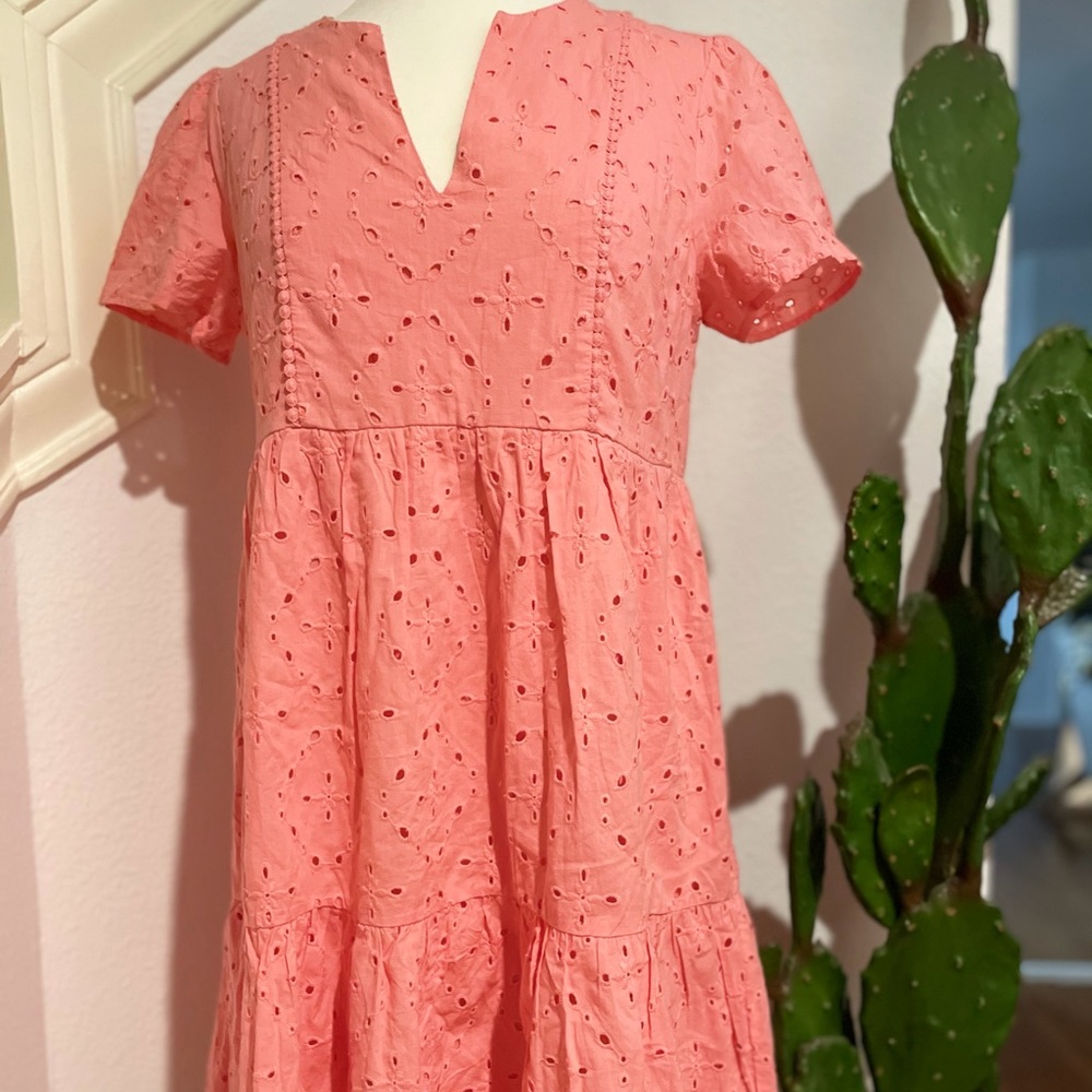 #KnoxRose pink embroidered detailed dress size S.